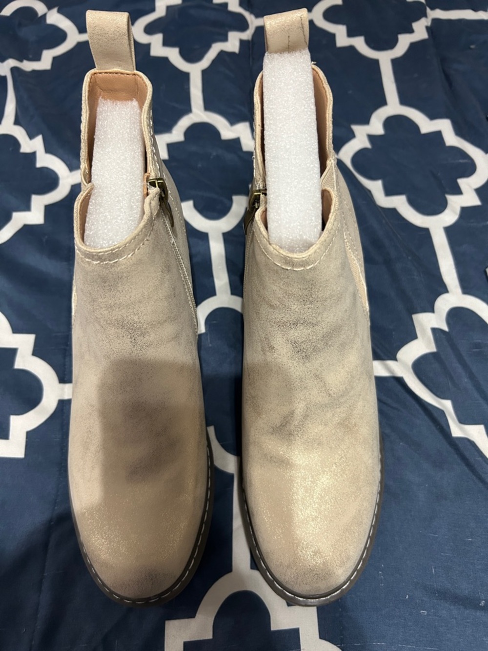 Womens corky gold Suede Chelsea Boots new in box size 11